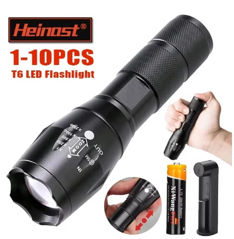 T6 LED Zoomable Flashlight – Waterproof Aluminum Torch for Camping