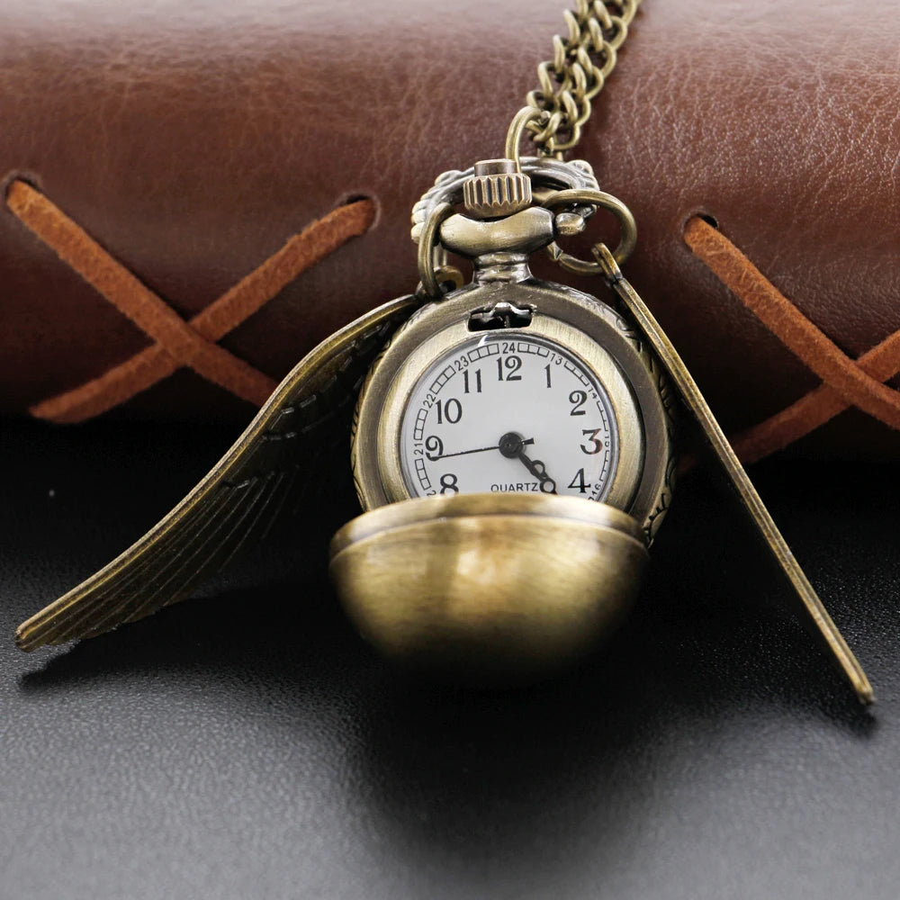 Vintage Gold Fairy Ball Quartz Pocket Watch – Pendant Necklace Gift