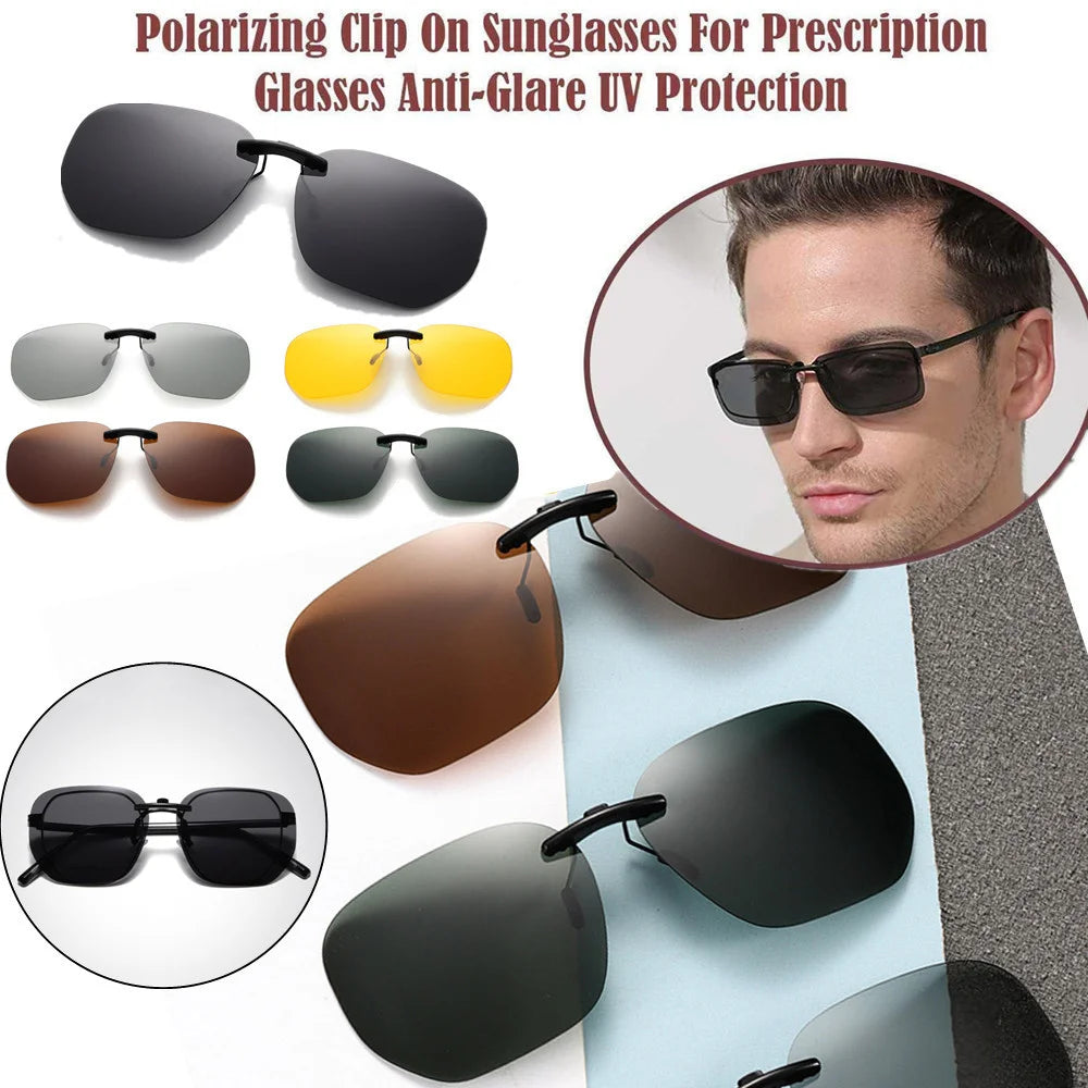 Polarized Clip-On Sunglasses – Square UV400 Lenses for Driving and Fishing