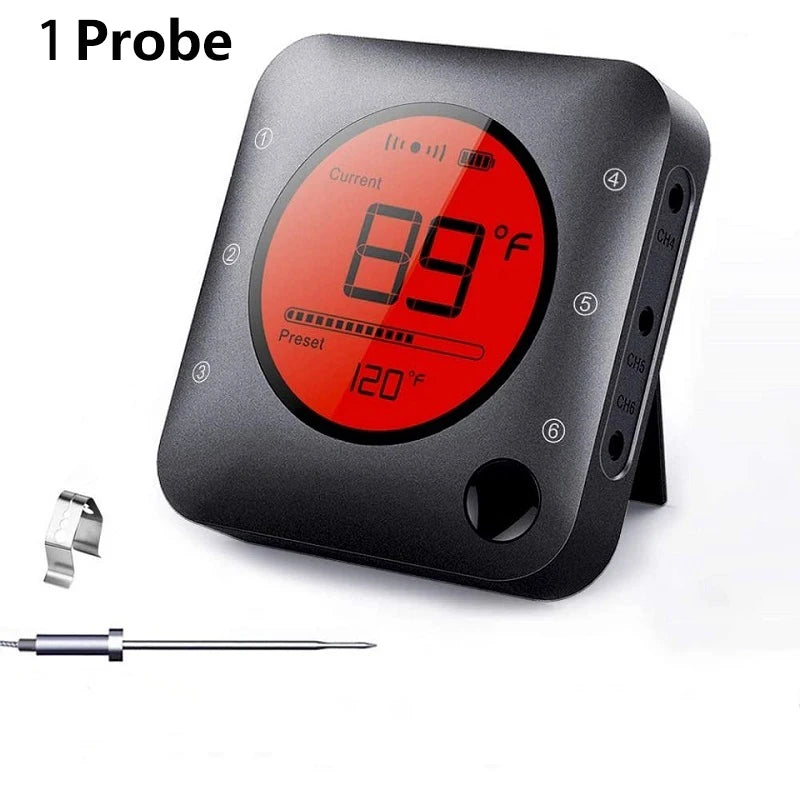 Wireless Meat Thermometer – 6-Probe Digital BBQ Tool for Smoker Grill Cooking