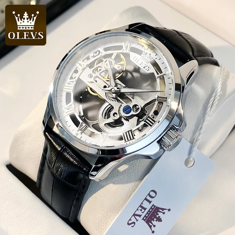 Automatic Skeleton Mechanical Watch – Transparent Leather Strap for Business Men