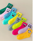 Cartoon Smiley Face Socks – Trendy Mid Tube Casual Wear for Women