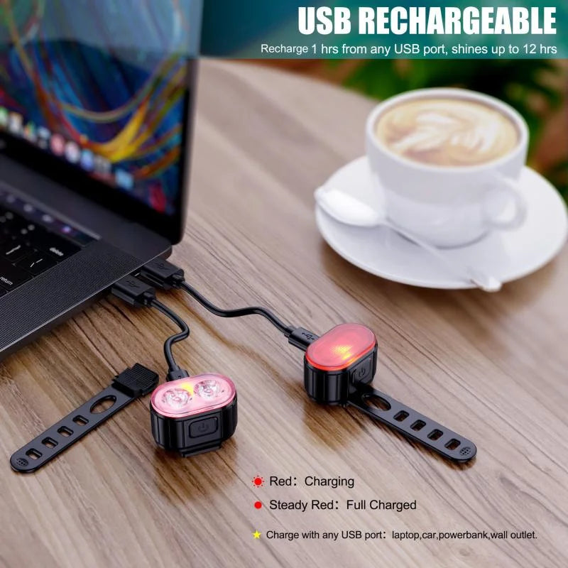 Rechargeable Bike Light Set – Waterproof LED Headlight for MTB Cycling