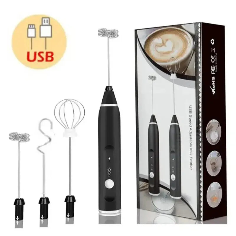 Portable Electric Milk Frother – Handheld USB Whisk for Coffee and Cappuccino