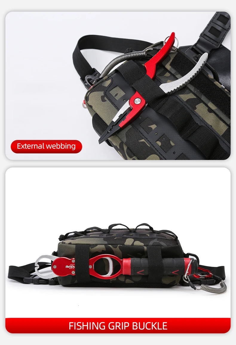 Camo Fishing Tackle Chest Bag – Utility Vest Pack for Outdoor Hunting