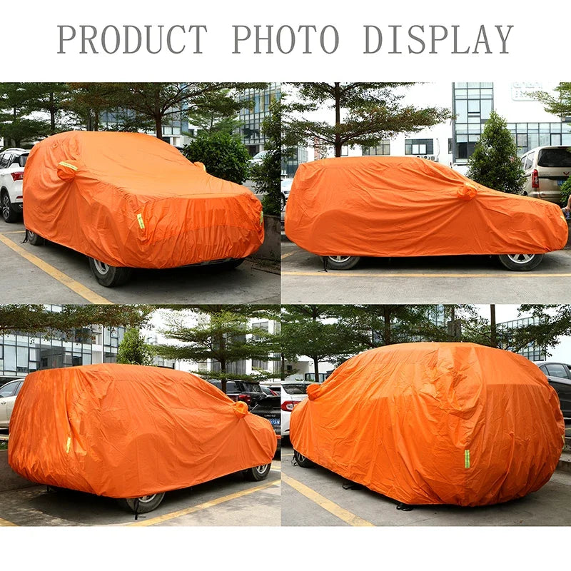 Universal Orange Car Cover – Waterproof UV Protection for Outdoor Storage