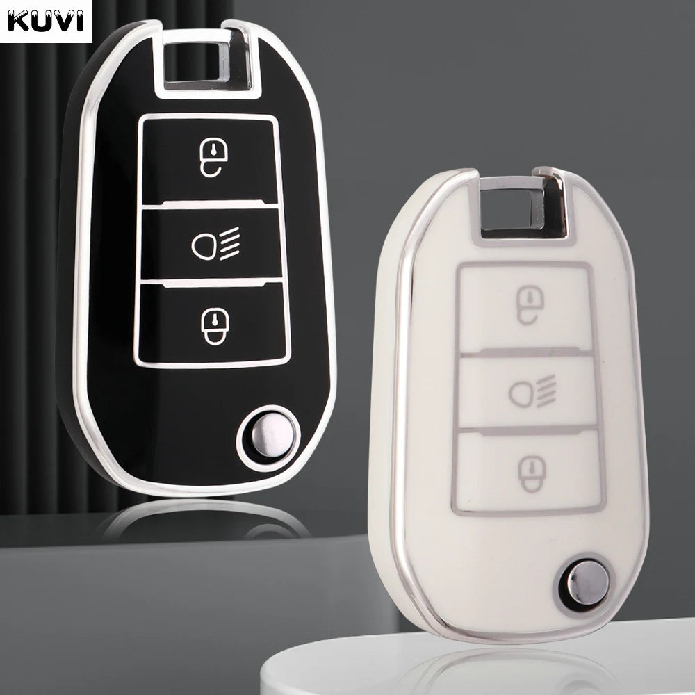 TPU Car Flip Key Case – Protective Shell for Peugeot and Citroen Accessories