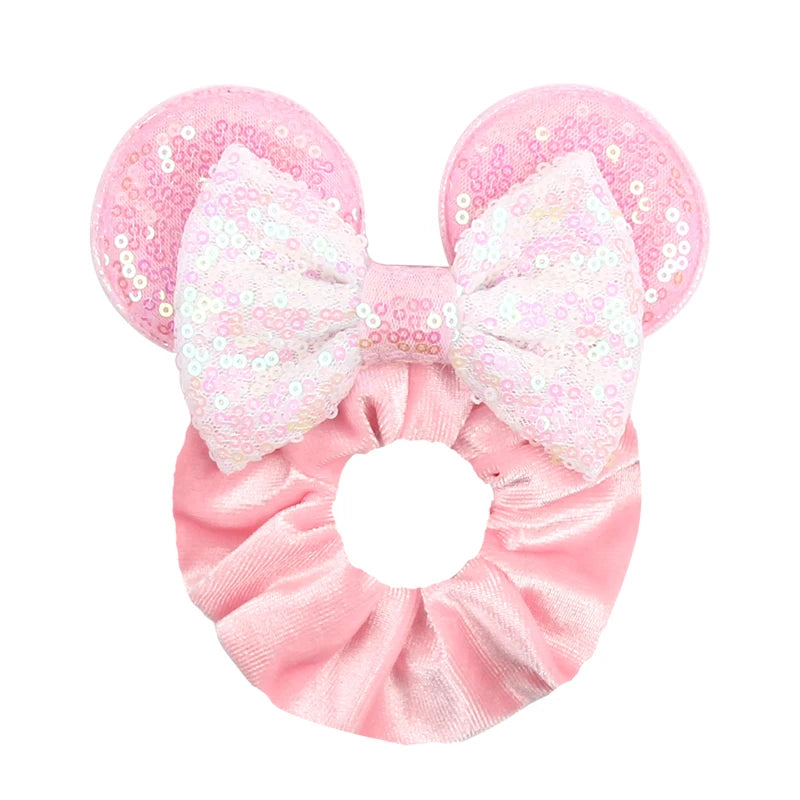 Velvet Sequin Mouse Ear Scrunchies – Elastic Hair Accessories for Kids Party