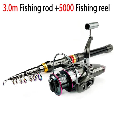 Telescopic Carbon Fiber Fishing Rod – Spinning Reel Combo for Outdoor Fishing