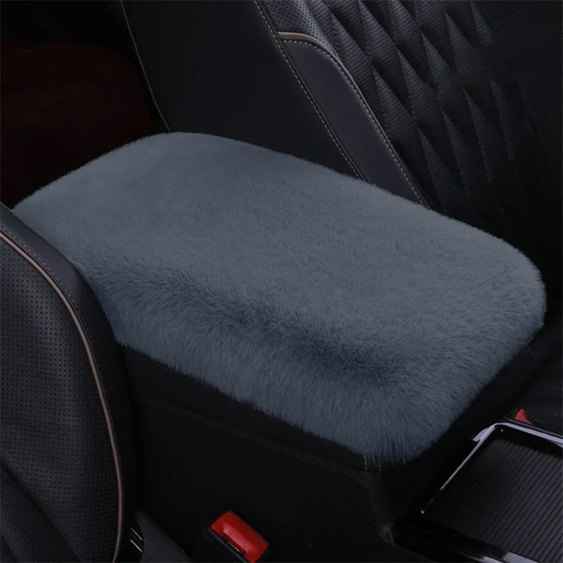 Plush Car Armrest Cover – Soft Warm Console Cushion for Winter Interior
