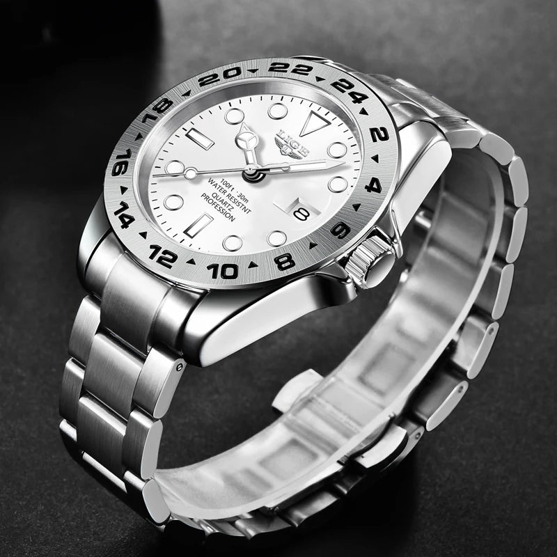 Luxury Steel Quartz Watch – Waterproof Military Sport Accessory for Men