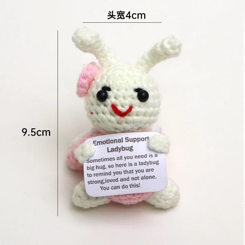 Handmade Wool Crochet Dog Doll – Positive Affirmation Plush for Home Decor