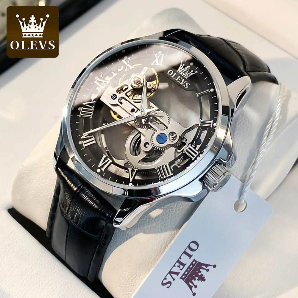 Automatic Skeleton Mechanical Watch – Transparent Leather Strap for Business Men