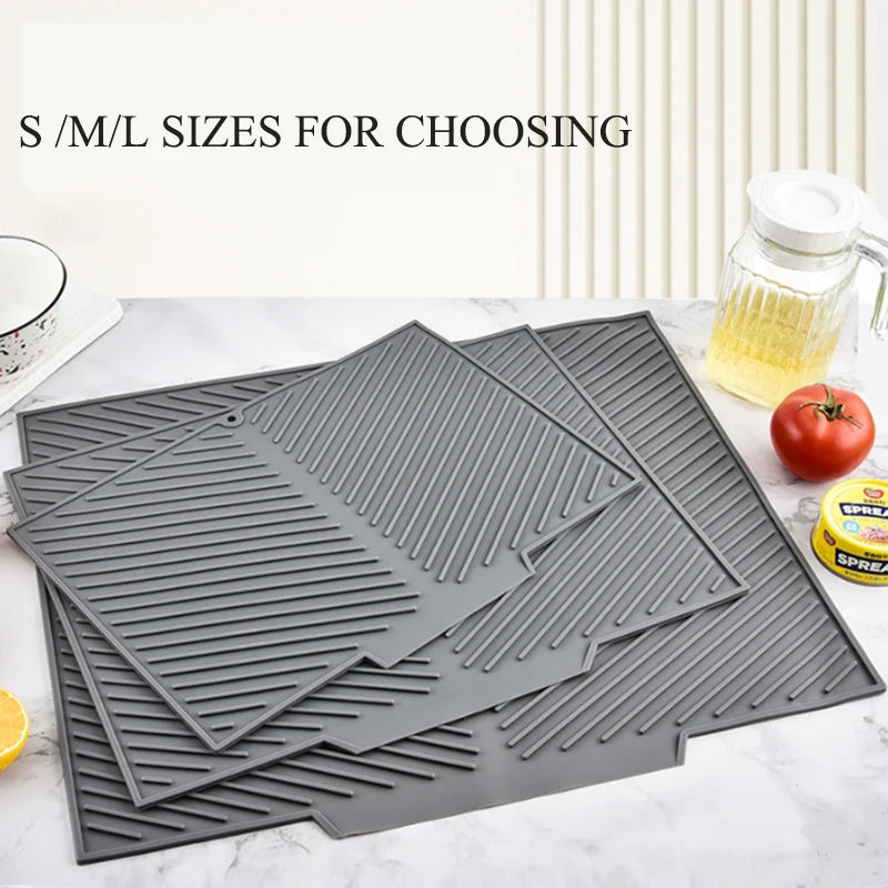 Silicone Dish Drying Mat – Non-Slip Heat Resistant Pad for Kitchen Counters