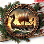 Viking Longship Wooden Wall Art – 8 Inch Nordic Decor for Home and Bar