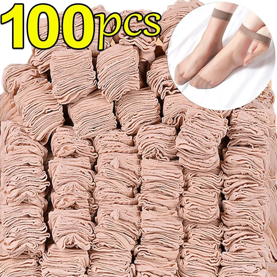 Ultrathin Crystal Nylon Ankle Socks – Sheer Summer Hosiery for Women