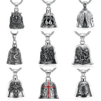 Vintage Jesus Cross Bell Pendant – Religious Biker Necklace for Men