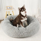 Plush Donut Dog Bed – Large Round Fluffy Kennel for Winter Pet Comfort