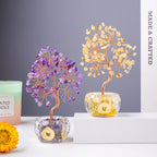 Natural Crystal Tree of Life Ornament – Crushed Stone Decor for Home Office