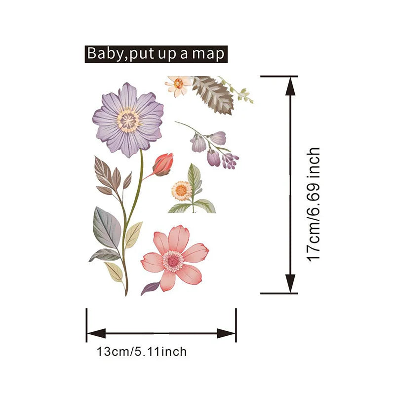 Floral PVC Wall Decal – Removable Waterproof Sticker for Home Decor