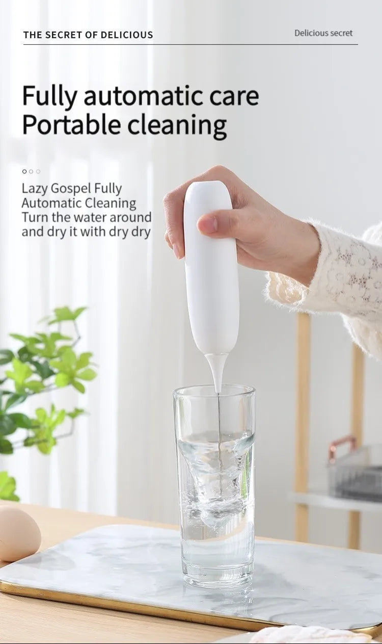 Handheld Electric Milk Frother – Automatic Kitchen Whisk for Coffee Foaming