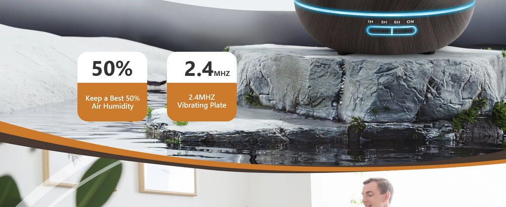 Wood Grain Aroma Diffuser – 550ml USB Humidifier for Home Relaxation