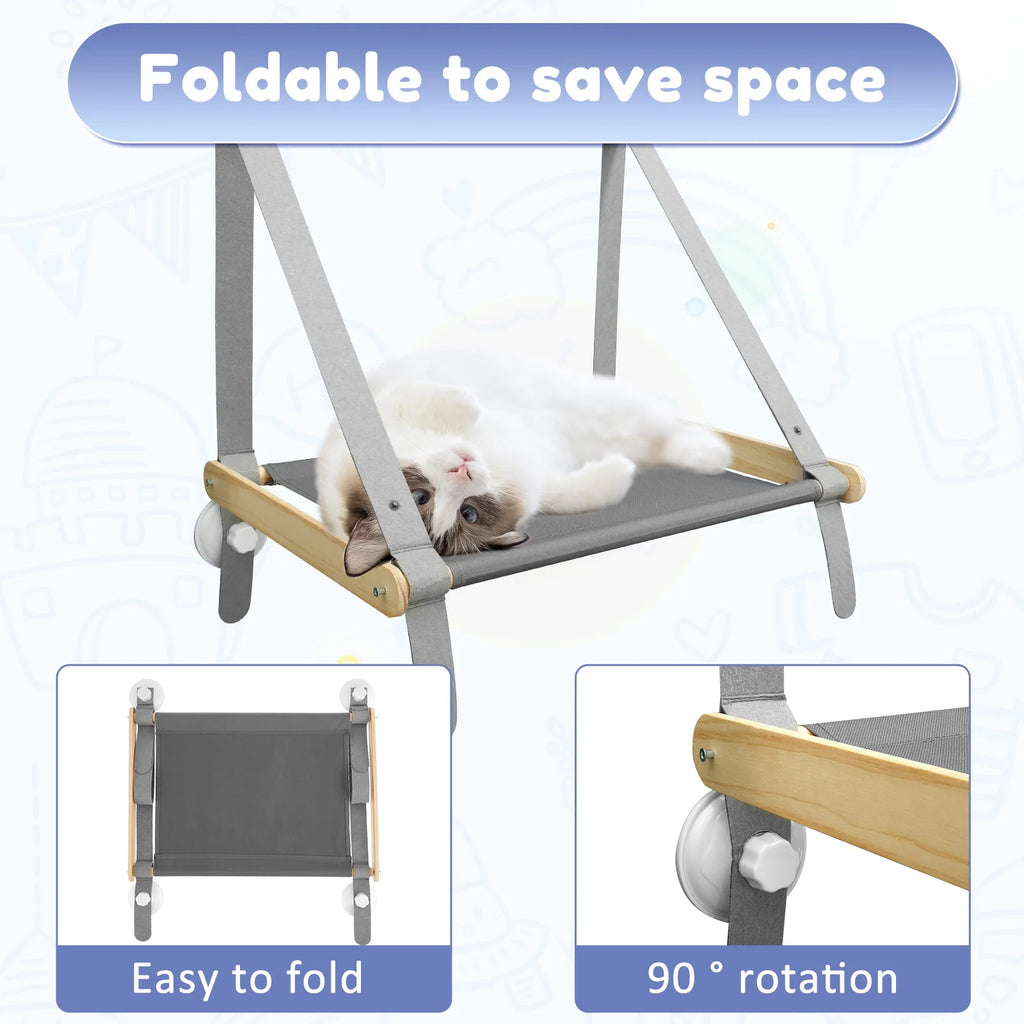 Foldable Cat Window Hammock – Suction Cup Aerial Perch for Indoor Cats