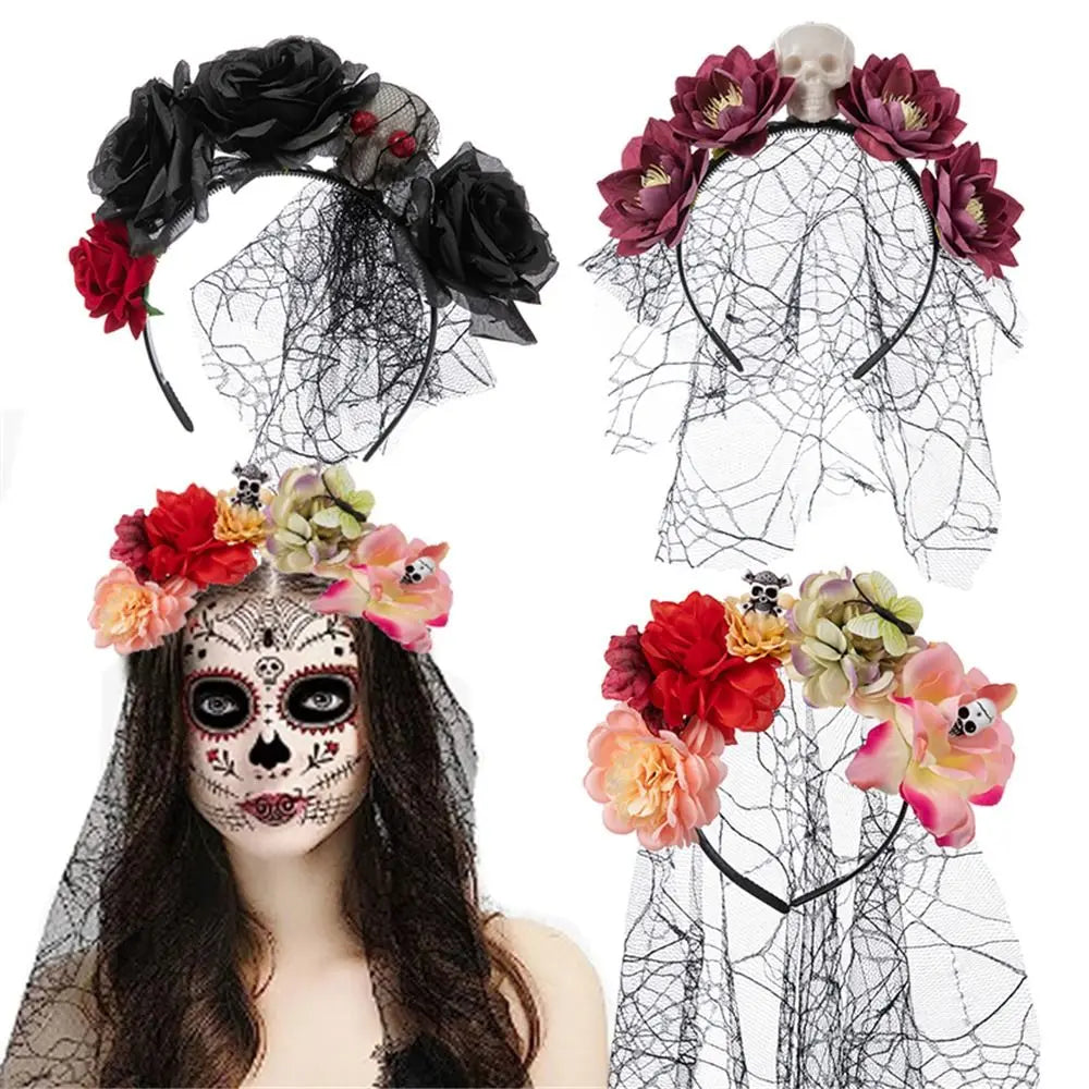 Mexican Rose Flower Crown – Boho Floral Headpiece for Halloween Party Wedding