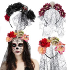 Mexican Rose Flower Crown – Boho Floral Headpiece for Halloween Party Wedding