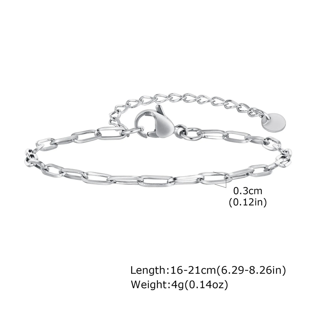 Stainless Steel Link Chain Bracelet – Stackable Silver Jewelry for Women