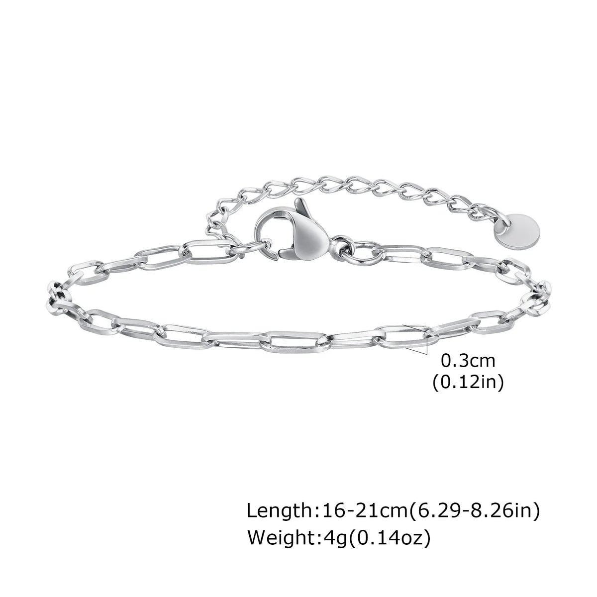 Stainless Steel Link Chain Bracelet – Stackable Silver Jewelry for Women
