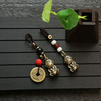 Brass Monkey Key Ring – Feng Shui Lucky Coin Charm for Car Keychain Decor