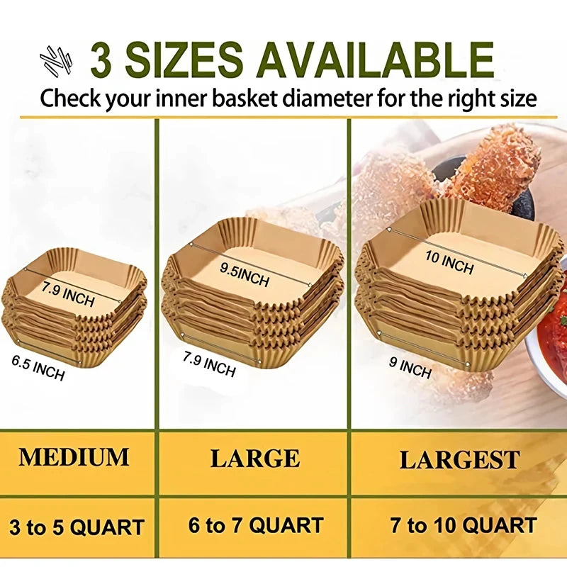 Disposable Air Fryer Parchment Liners – 9 Inch Nonstick Paper for Baking