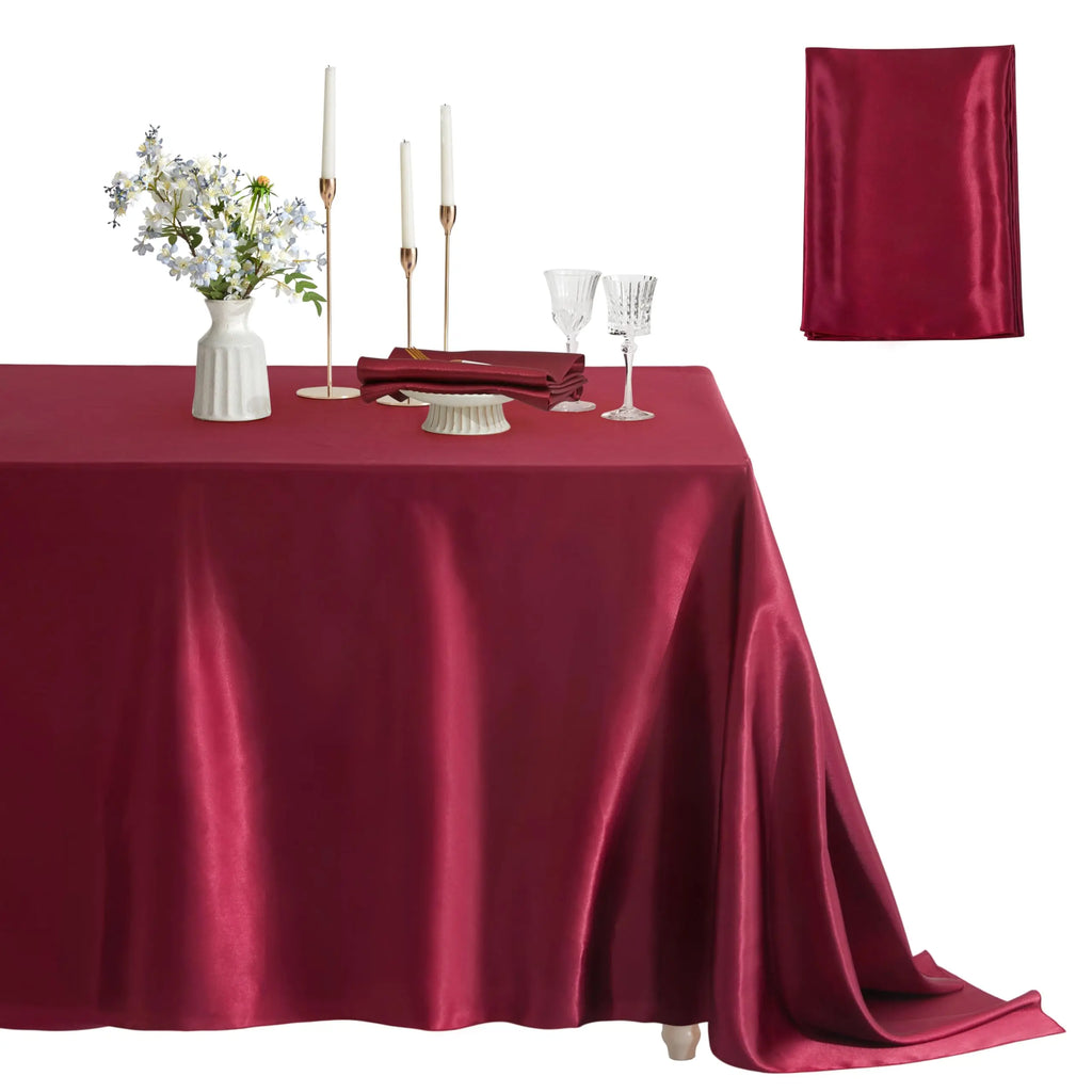 Rectangle Satin Tablecloth – Silky Soft Solid Table Cover for Wedding Banquet