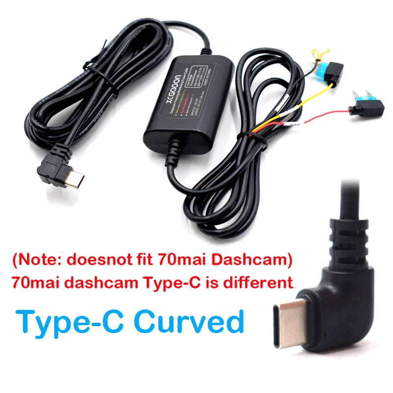 Dashcam Hardwire Kit – 12-24V USB Power Adapter for Parking Monitoring
