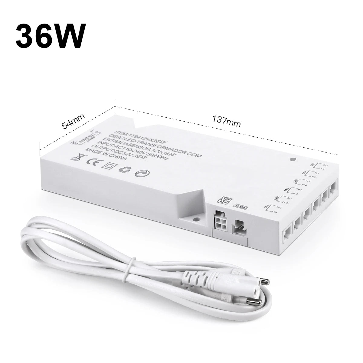 LED Transformer Power Adapter – Multi-Port Driver for Cabinet Lighting