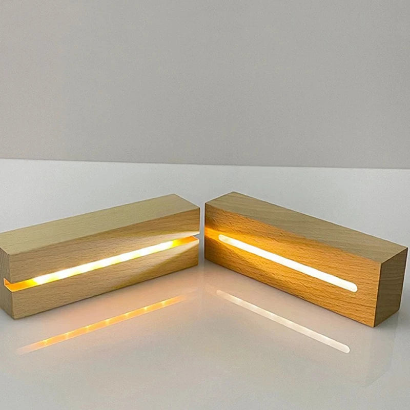 Wooden LED Display Stand – 5mm Warm Light Base for Acrylic Signage