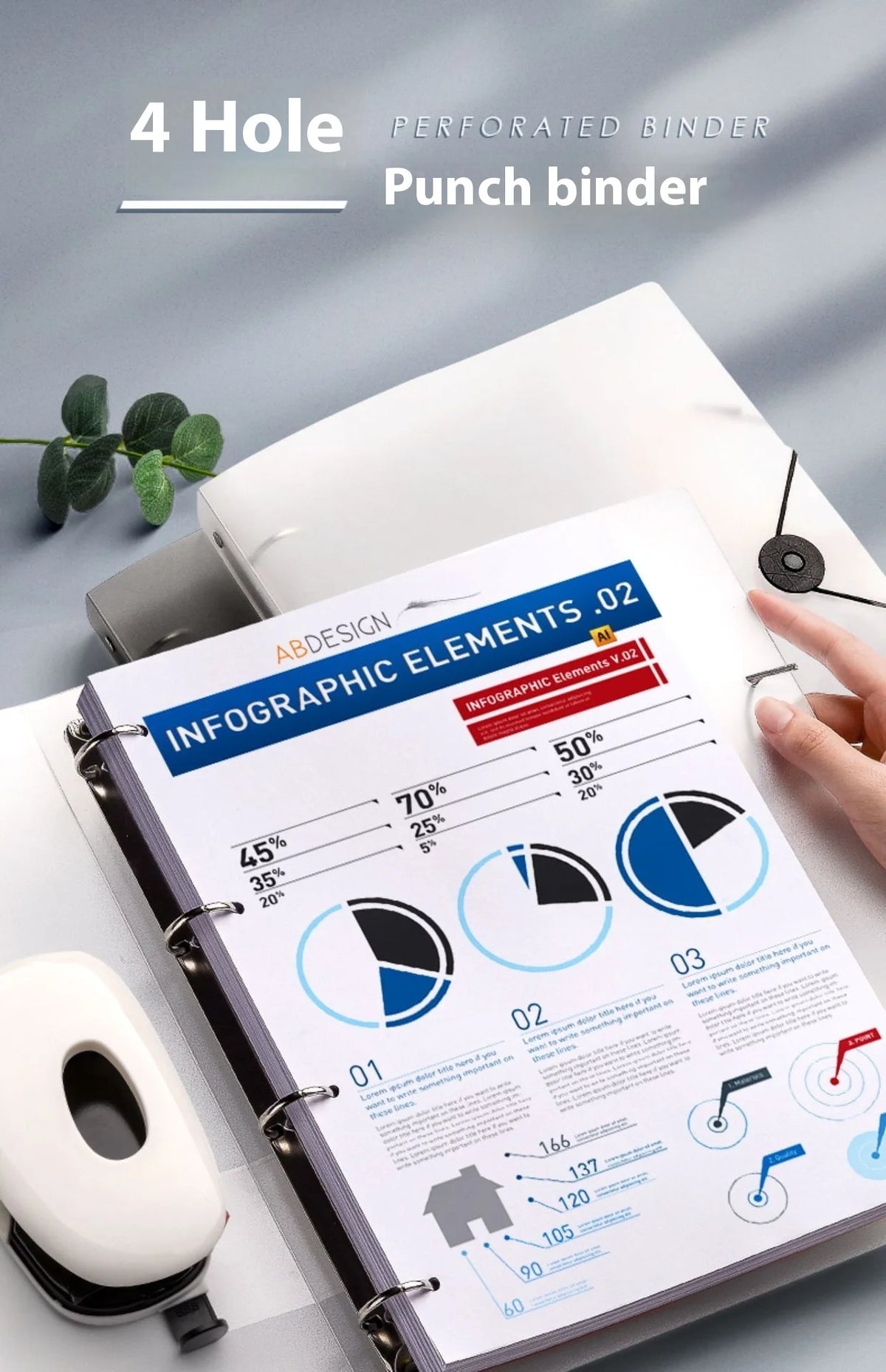 Four Hole A4 Binder – Durable Data Storage Folder for Office Notes