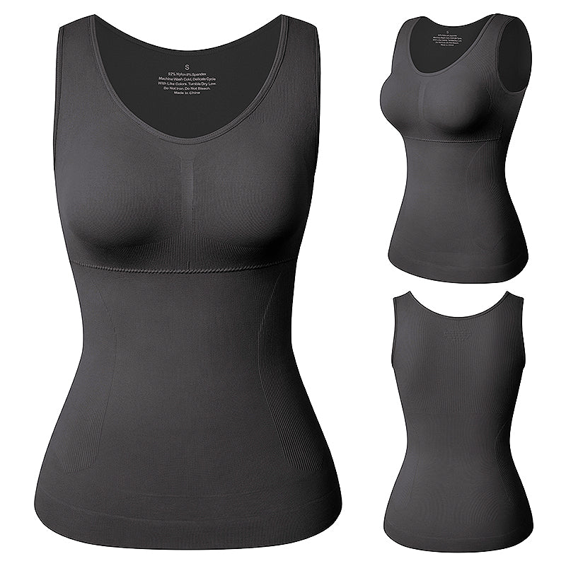 Plus Size Shaper Cami – Built-in Bra Compression Tank for Tummy Control
