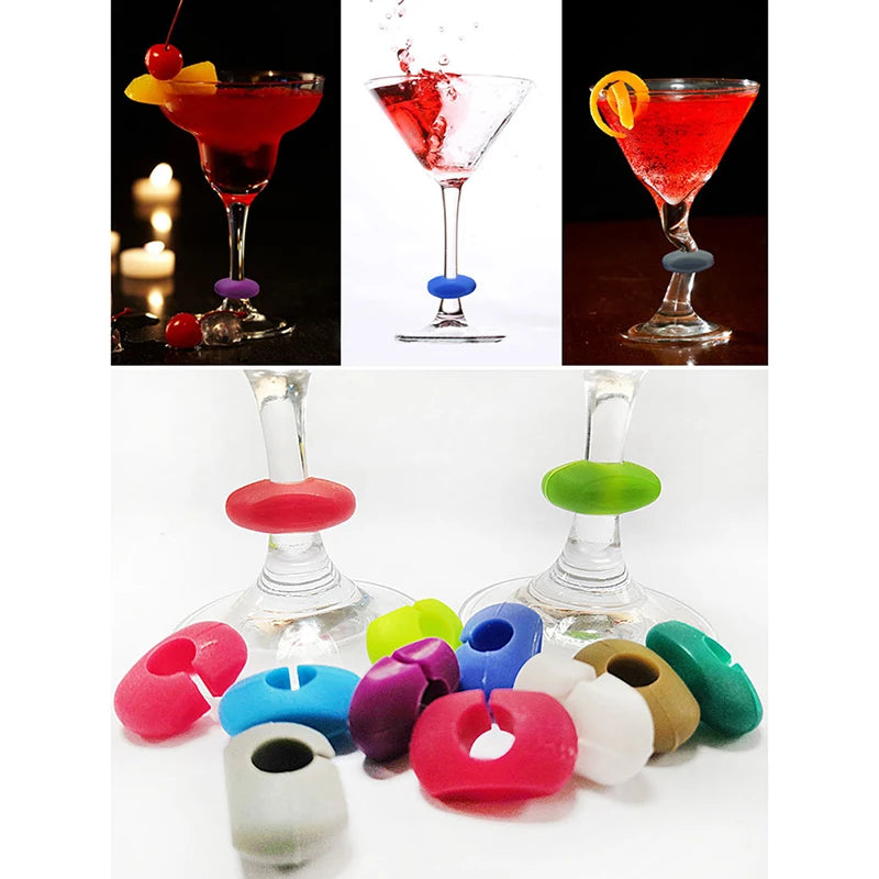Silicone Wine Glass Marker Charms – Drink Labels for Party Bar Accessories