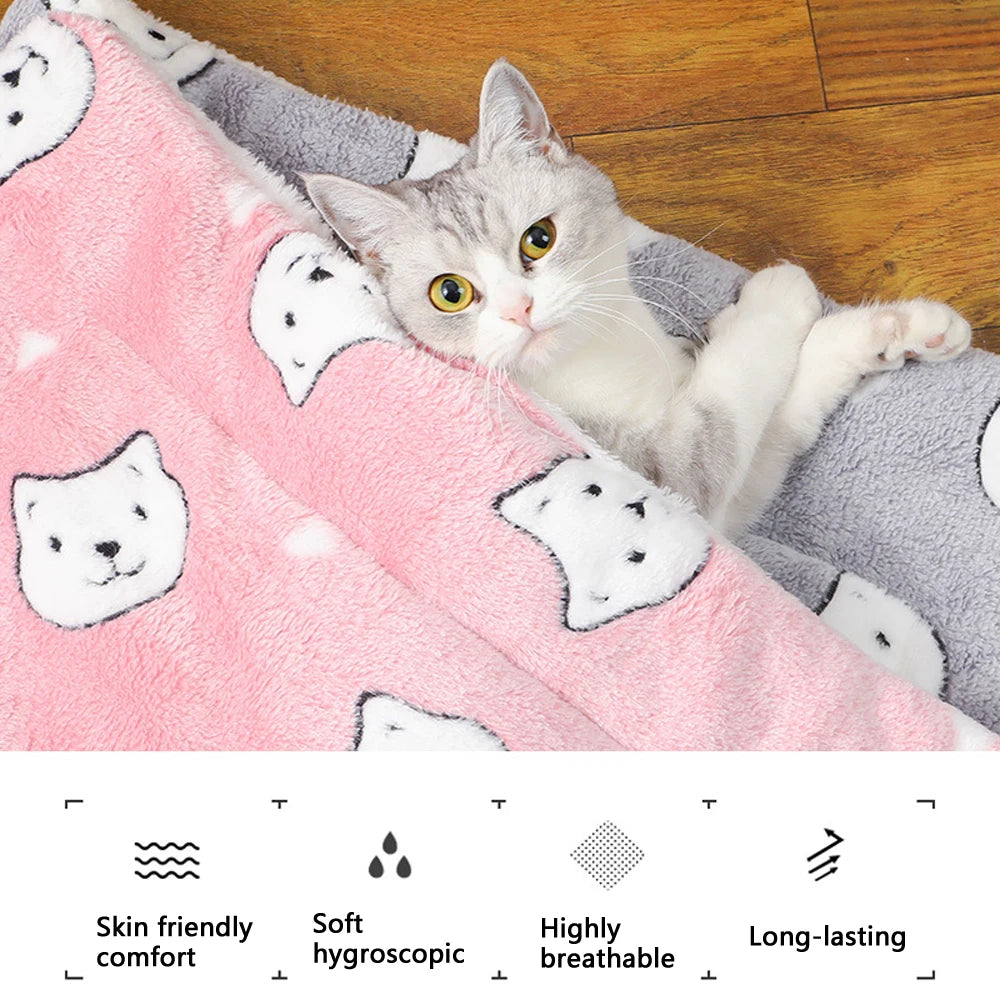 Thick Flannel Pet Mat – Soft Warm Sleeping Cushion for Small Dogs and Cats