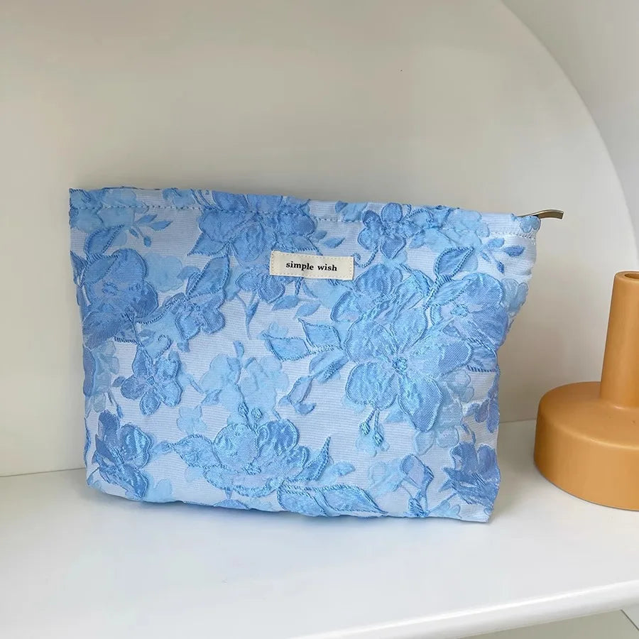 Floral Print Cosmetic Bag – Zippered Makeup Pouch for Travel Essentials