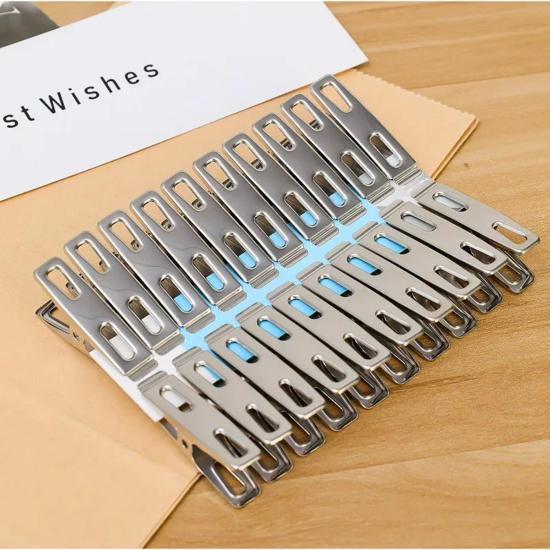 Stainless Steel Clothes Pegs – Windproof Metal Clamps for Laundry Drying