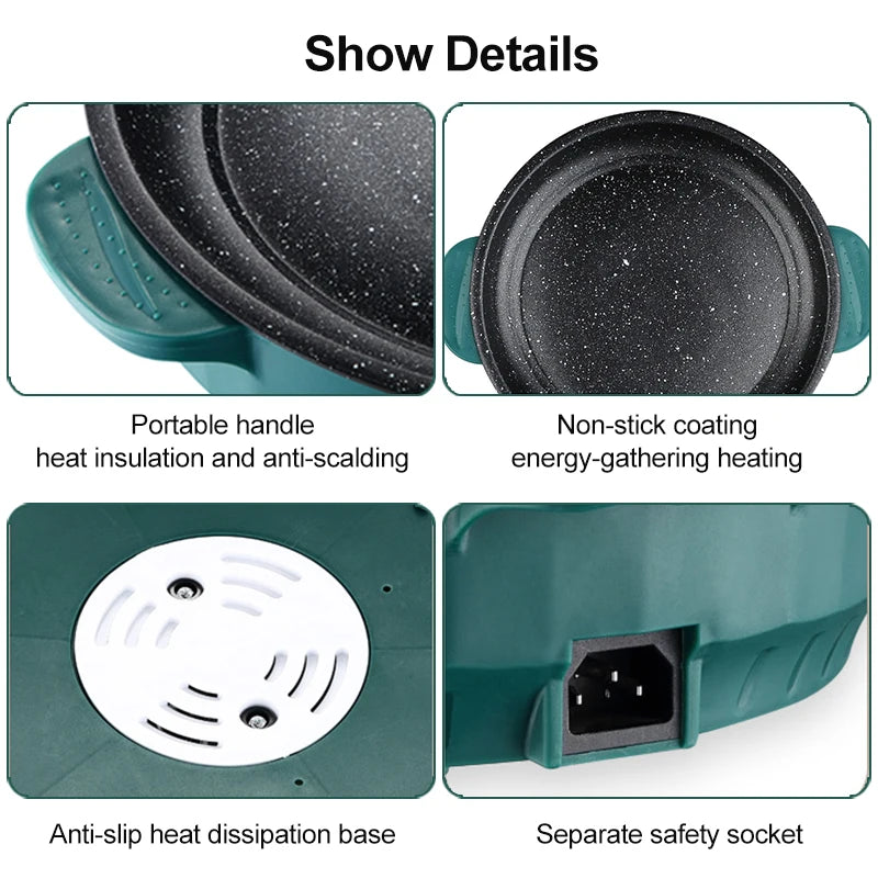 Electric Non-Stick Multicooker – Portable Frying Pan for Home Cooking