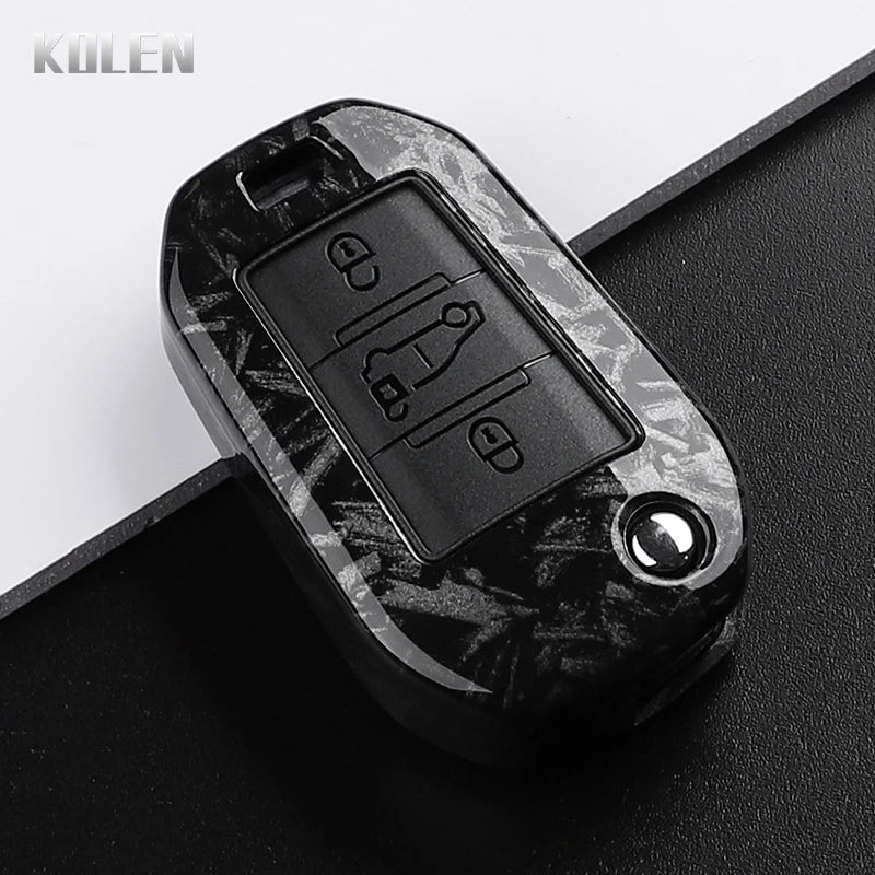 Carbon Fiber Car Key Case – Protective Fob Cover for Peugeot and Citroen
