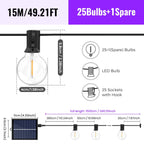 G40 Solar LED String Lights – Weatherproof Shatterproof Decor for Patio