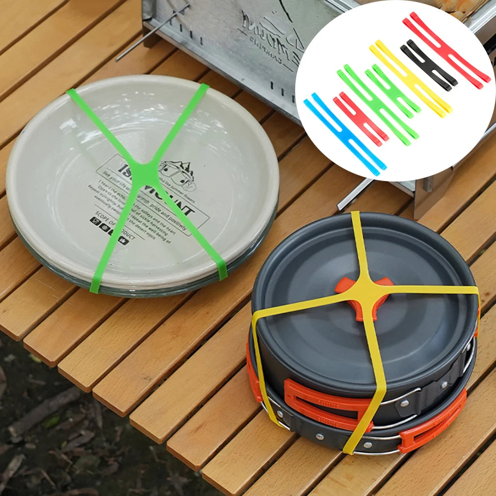 Silicone Cutlery Strap – H-Shaped Elastic Band for Outdoor Camping Tableware