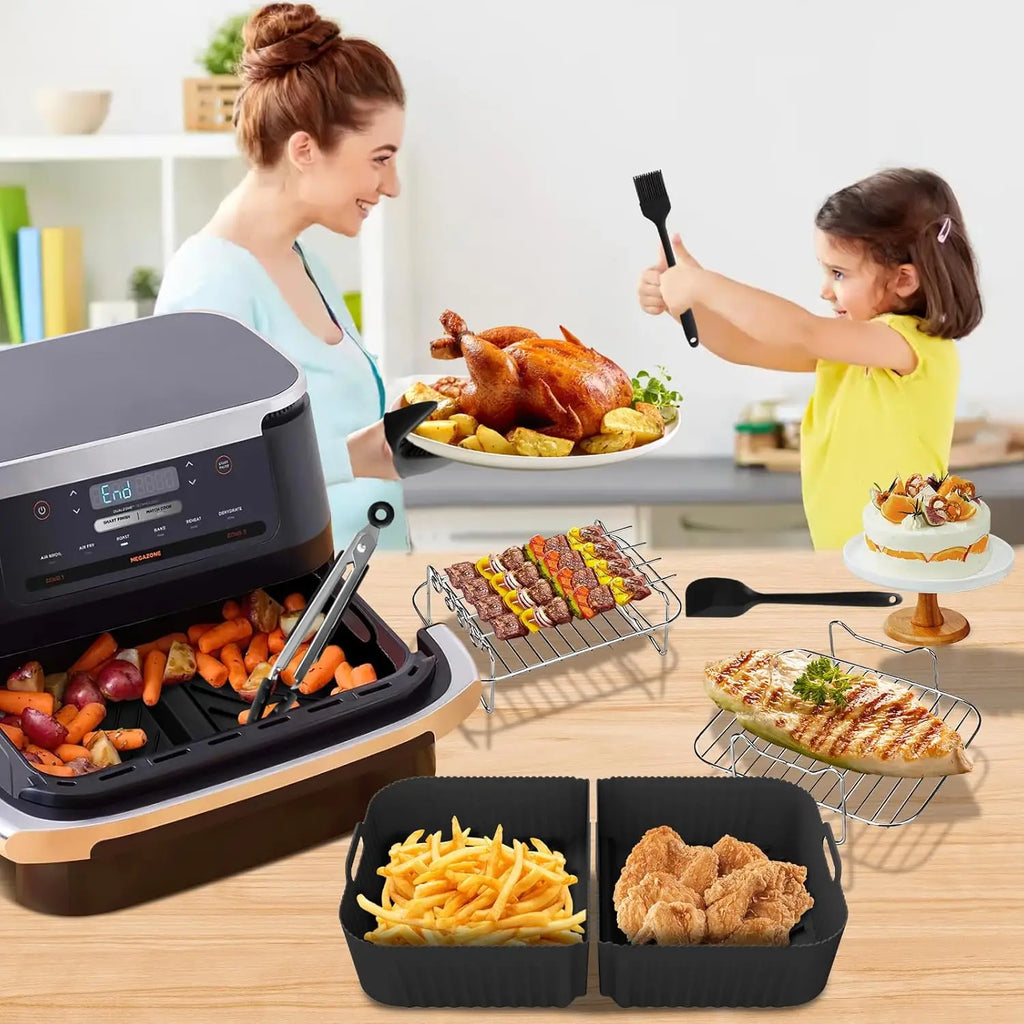 Reusable Silicone Air Fryer Tray – Non-Stick Baking Basket for Ninja Foodi