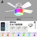Smart RGB Ceiling Fan – E27 Bluetooth Lamp for Bedroom Decor