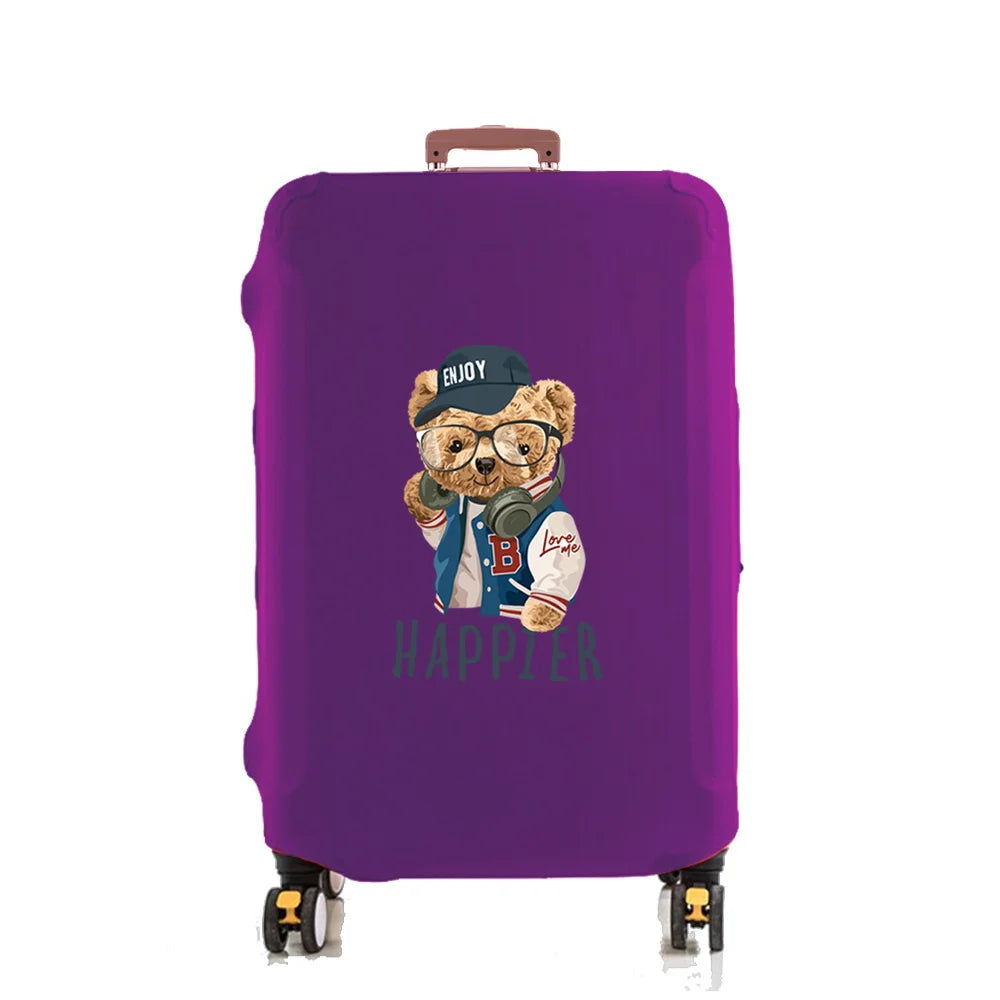 Bear Print Luggage Cover – Elastic Dustproof Suitcase Protector for Travel